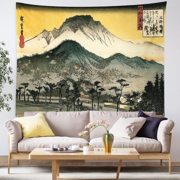 Tapeçarias decoração de casa japonês retro ukiyo-e paisagem impressão tapeçaria parede pendurado quarto sala de estar pano de fundo