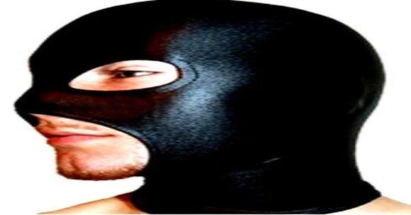 Spandex Leca Spandex metallo nero maschera per bocca aperta, occhi e naso SXXL3588270
