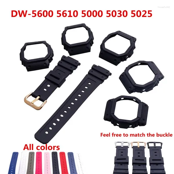 Acessórios de bandas de relógio para Casio DW-5600 GW-B5610 Resin Strap Case 16mm Unisex Outdoor Sports Waterproof