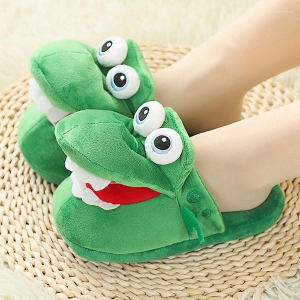 Chinelo dos desenhos animados crocodilo chinelos de algodão movendo engraçado andando com a boca aberta e dançando quente confortável presente de natal crianças menina menino