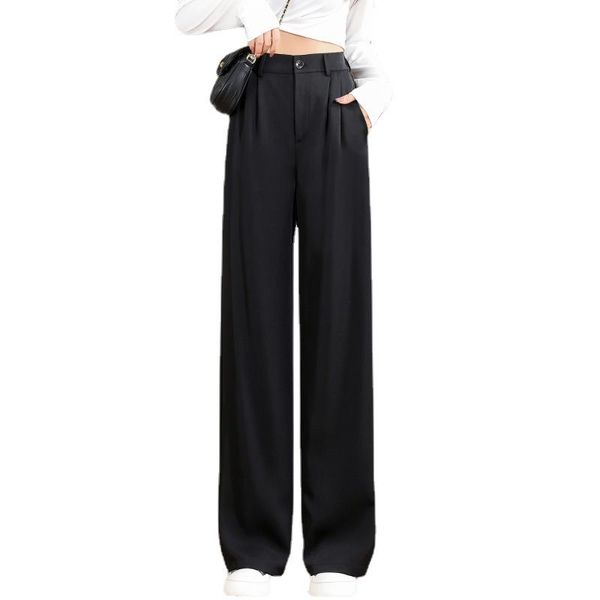 Mulheres soltas calças de grife primavera verão cintura alta pernas largas magro calças casuais moda coreana tendência feminino terno calças retas
