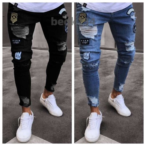 Venda quente homens designer jeans preto casual jeans apertado motocicleta calças jeans de alta qualidade