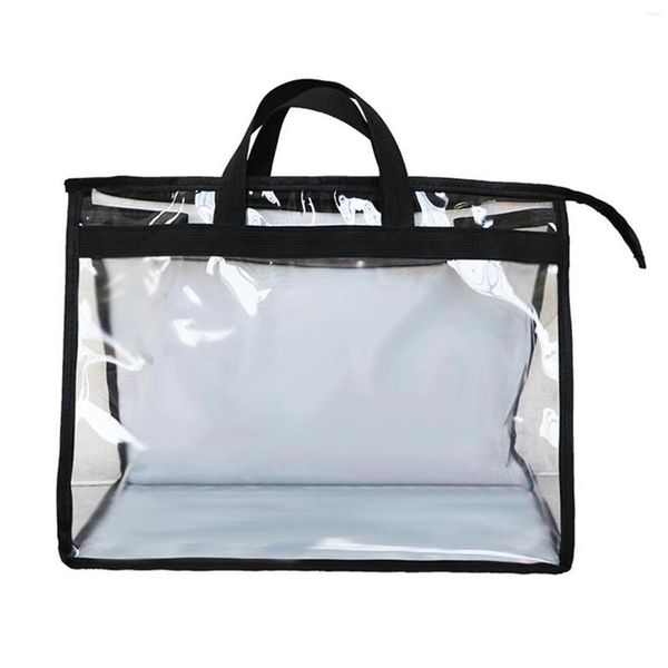 Sacos de armazenamento Saco à prova de poeira transparente Protable Mulheres Bolsa Bolsa Capa contra poeira com zíper Protetor à prova de água NI270y