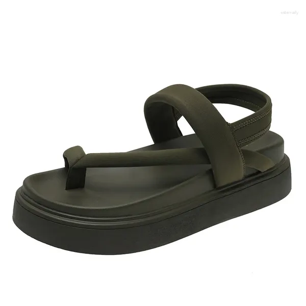 Sandálias 2024 Casual Open-Toe Mulheres Não-Slip Preto Gancho Loop Plataforma Sapato Feminino Verão Sapatos de Praia