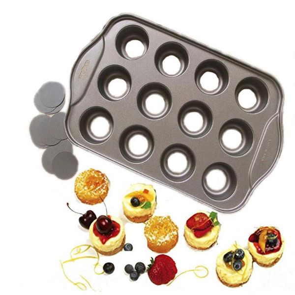 Mini cheesecake pan antiaderente 12 tazze rimovibile in metallo rotondo torta cupcake muffin stampo per forno per cottura bakeware dessert strumento T2305Z