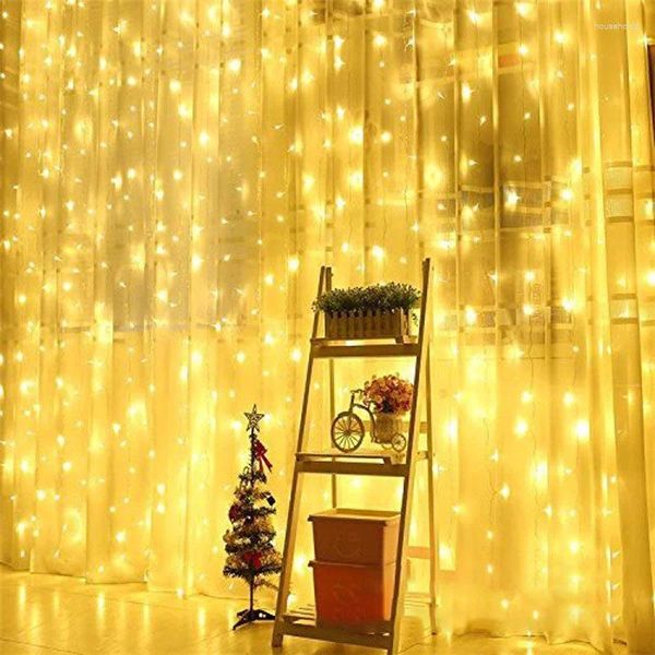 Cordas 6M 4M 3M LED Garland Cortina Luzes 8 Modos USB Controle Remoto Fada String Decorações de Natal para Casa Lâmpada