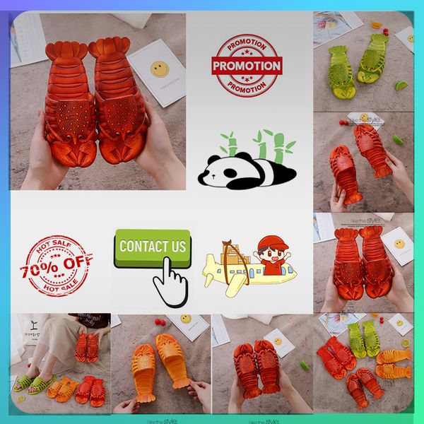 Tasarımcı Komik Sandalet Platformu Oyun Yastığı Mules Erkek Kadınlar Sandalet Gün batımı karides ıstakozu nakış şık rahat sandal boyutu 24-45