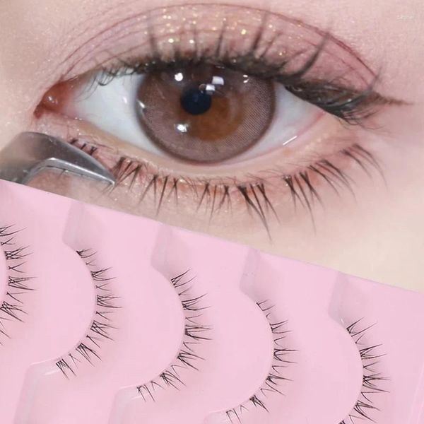 Falsche Wimpern, 5 Paar, niedriger, natürlich, langlebig, unter den Augenwimpern, weich, handgefertigt, durchsichtiges Band, unten, DIY-Verlängerung, koreanisches Make-up