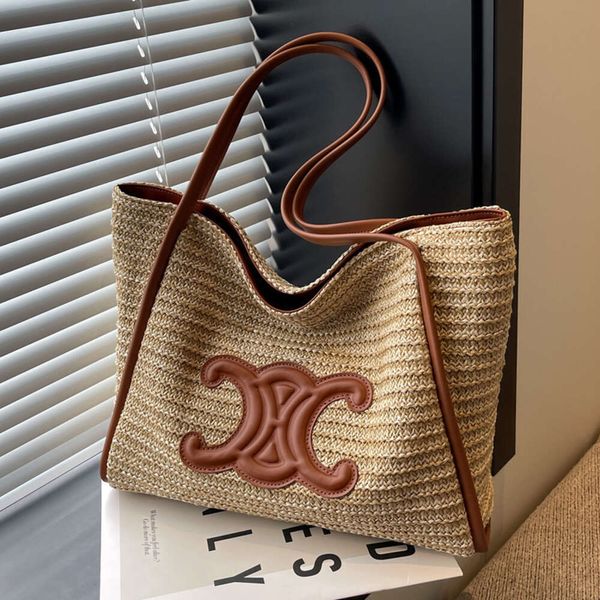 Летняя женская новая модная сумка-тоут, универсальная большая вместительная сумка для покупок из травяной ткани, дизайн 2024, мода, скидка 78% в магазине оптом