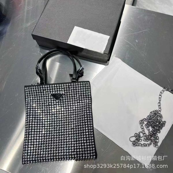 2023 novo cheio de diamante mini saco de compras ombro único crossbody saco portátil corrente feminina p pequeno quadrado saco maré t240131