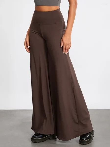 Calças femininas Yoawdats Mulheres Wide-Leg Cor Sólida Cintura Alta Calças Soltas Primavera Verão Y2K Casual Baggy Sweatpants Bottoms