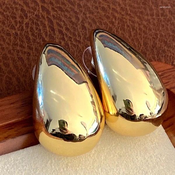 Серьги-гвоздики Amazon, французские простые легкие роскошные стильные минималистичные металлические капли преувеличенные глянцевые оптом