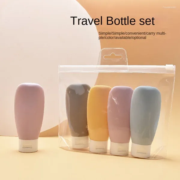 Bottiglie di stoccaggio 4 Pz/set Set di Bottiglie da Viaggio 60ml Bottiglia Riutilizzabile Molle Del Silicone Lozione Shampoo Contenitore Squeeze Tubo Vuoto All'ingrosso