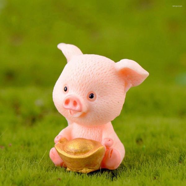 Decorações de jardim garneck crianças miniatura porco estatuetas resina bonito piggy animal paisagem diy terrário artesanato decoração do carro