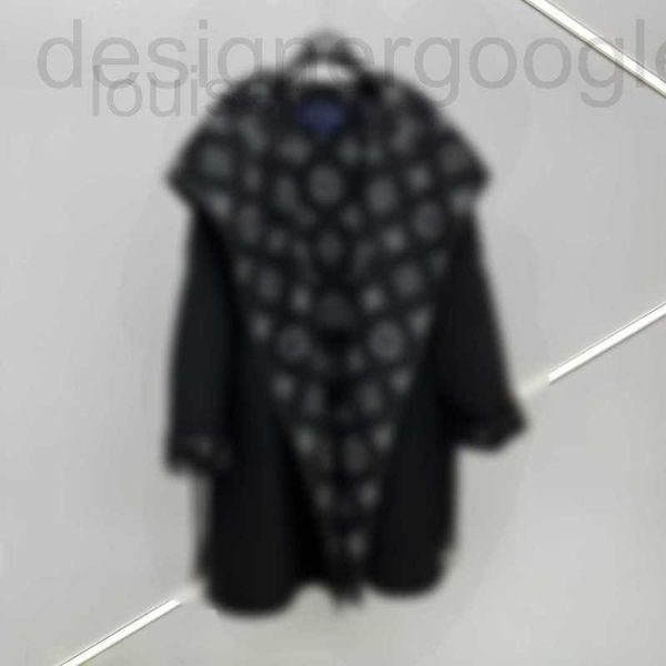Женское дизайнерское классическое кашемировое пальто с капюшоном и принтом букв с воротником темно-синего цвета AM9Z