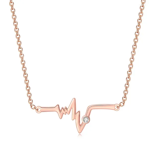 Anhänger Halsketten 2024 Elektrokardiogramm für Frauen Rose Gold Farbe Metall Halsband Kette am Hals Party Modeschmuck N171