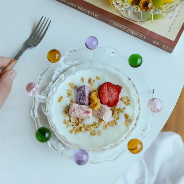 Kaseler 5 inç cam kase salata sevimli taç meyve tabağı yemek atıştırmalık şeker kek dondurma fincan mikrodalga fırın fırın ramen