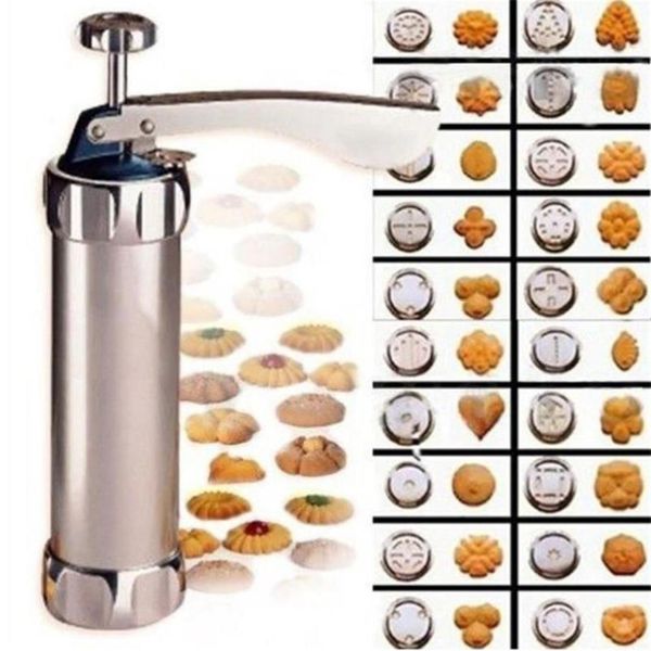 Conjunto manual de carimbos para biscoitos, ferramentas de cozimento 24 em 1 com 4 bicos, 20 moldes, fabricante de biscoitos, decoração de bolo, extrusora moulds283w