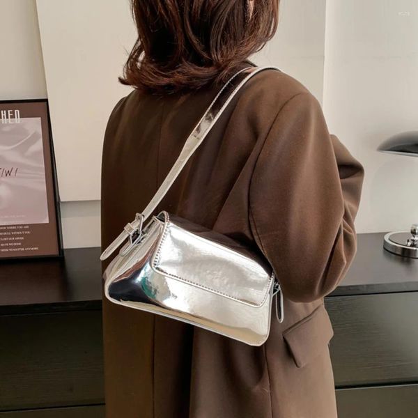 Umhängetaschen Luxusmarken Frauen Tasche Helle PU Leder Mode Achselhöhle Damen Silber Handtasche Designer Hohe Qualität Kleine Tote