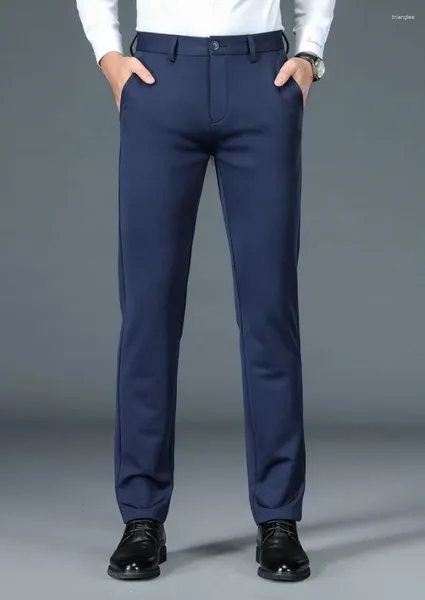 Calças masculinas de alta qualidade luxo em linha reta terno de negócios homens designer outono inverno elegante casual longo calças formais masculino