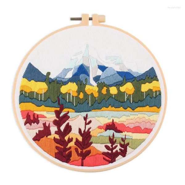 Sanat ve El Sanatları Kadın DIY 3D Scenic Emroidery Needle Carft El Yapımı Dağ Avrupa Kumaş Dikiş Kiti Yeni Başlayan Toptanes için Set