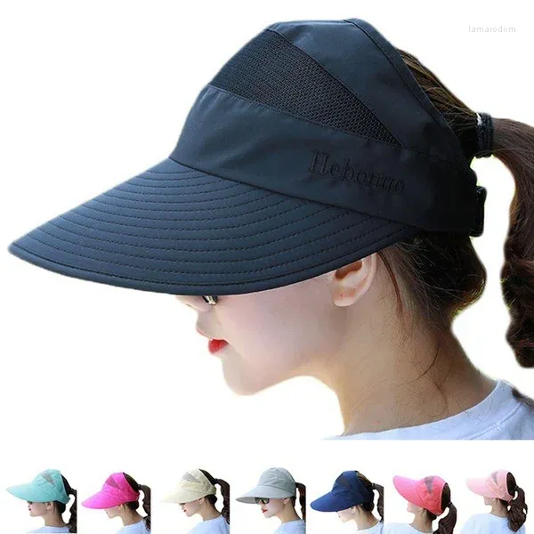 Cappellini da baseball Moda Donna Cappelli con visiera parasole Cappello a cilindro vuoto a tesa larga Protezione UV Cappello estivo traspirante