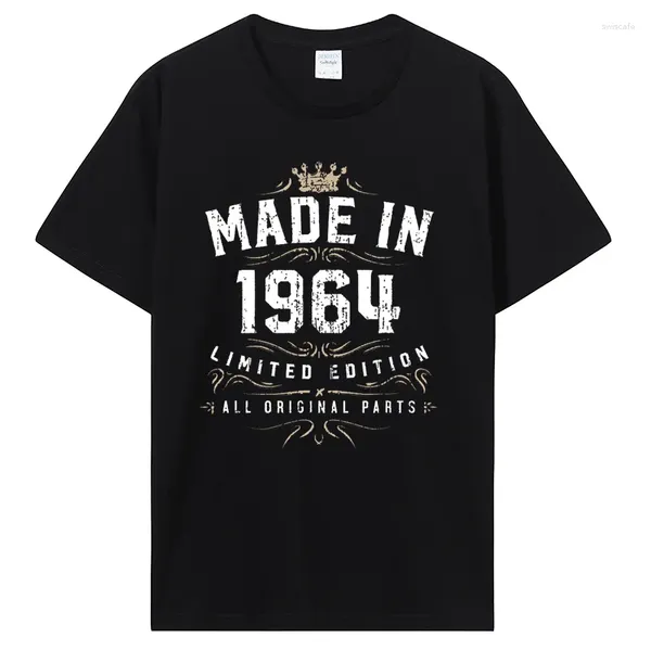 Camiseta masculina feita em 1964 camiseta aniversário 55 edição limitada camisa masculina casual para roupas de algodão camiseta de grandes dimensões camisetas gráficas
