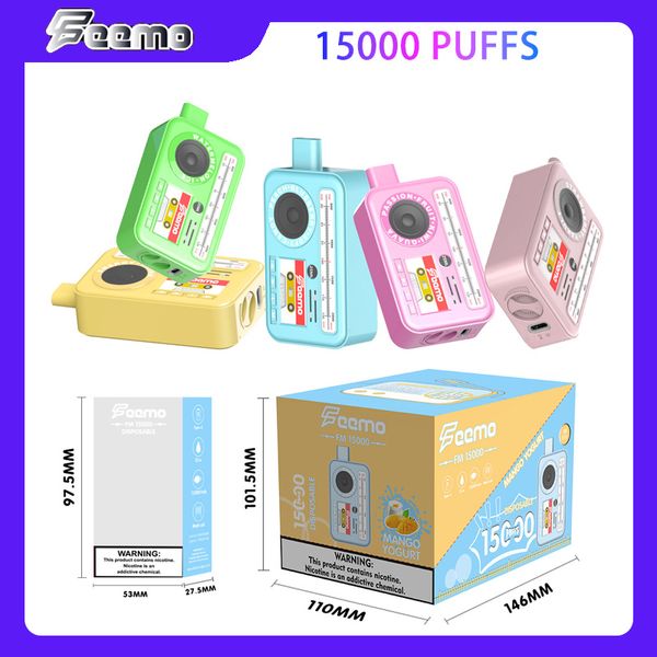 Origine Vape monouso Puff 15K FM15000 puff 15000 Vape Sigarette elettroniche dispositivo vapes 5% 25ml Bobina a rete preriempita 850mAh Box Mod Flusso d'aria Batteria regolabile Big Cloud