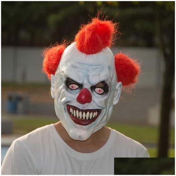 Маски для вечеринок Маска клоуна Хэллоуин Ужасы Реквизит для костюмов Жуткий улыбающийся Косплей Heaear Terror Escape Drup X0803 Прямая доставка домой Gard Dhjsm