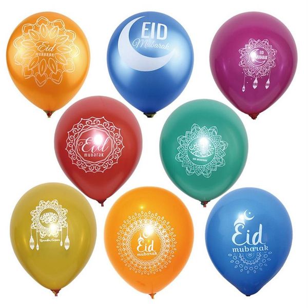 50 pezzi Eid Mubarak Palloncini Happy Eid Cupcake Toppers Decorazione islamica di Capodanno Hajj Mabrour Contenitore di caramelle Ramadan Kareem Decor Y2269q