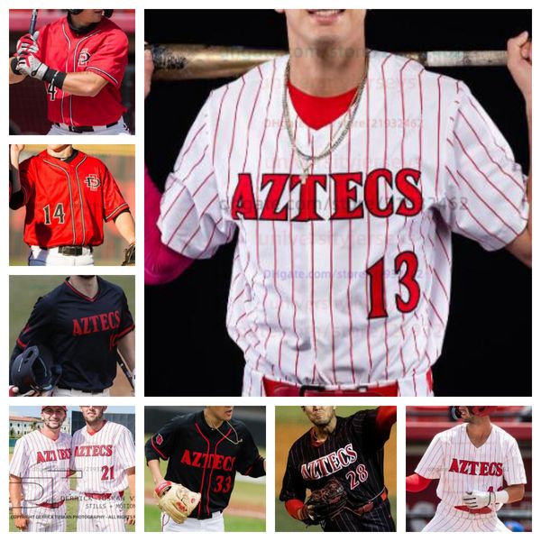 Maglia da baseball del San Diego State College tutta cucita Ruben Rodriguez Shaun Montoya Jake Jackson David Whittle Xavier Gonzalez Uomo Donna Maglie