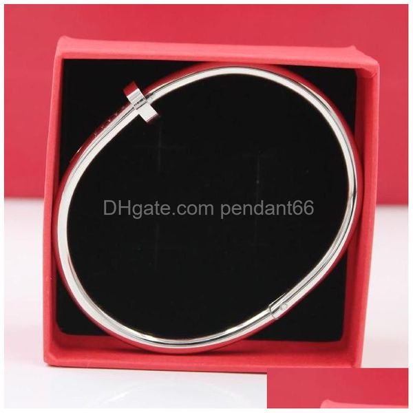 Bracciale in acciaio inossidabile color oro braccialetti di cristallo braccialetto di viti elegante di lusso per le donne ragazza decorazione accessorio di gioielli regalo con Dhopb