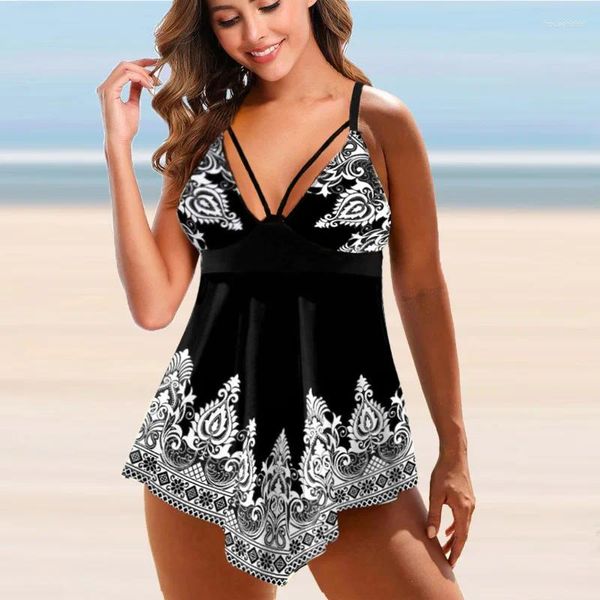 Costumi da bagno da donna 2024 Stampa allentata sexy Tankini Costume da bagno femminile Bikini a due pezzi Costumi da bagno monokini estivi da donna