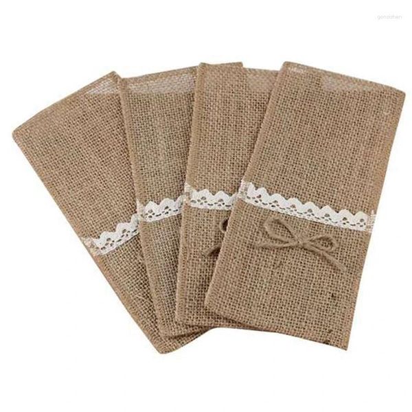 Conjuntos de louça 24 pc país mesa de casamento talheres titular natural serapilheira talheres bolsos garfo decoração rústica