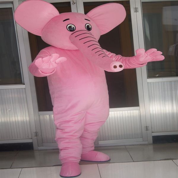 Immagine reale Costume da mascotte elefante rosa Costume per la personalizzazione del supporto della festa di carnevale di Halloween251H