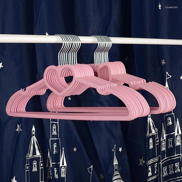 Cabides 10 PCS Cabide Durablor Adulto Crianças Roupas Suprimentos Pendurados (Rosa) e ABS Coração Padrão Casaco F