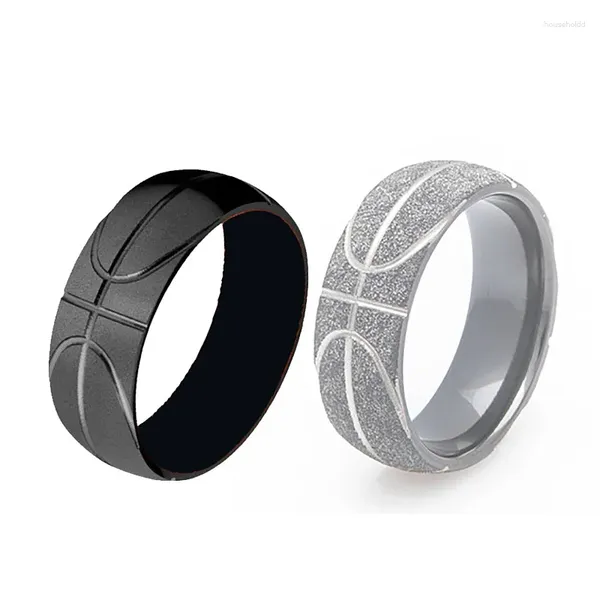 Clusterringe Megin D Edelstahl Titan Basketball Sport Hip Hop Punk Fans für Männer Frauen Paar Kinder Geschenk Modeschmuck Anel