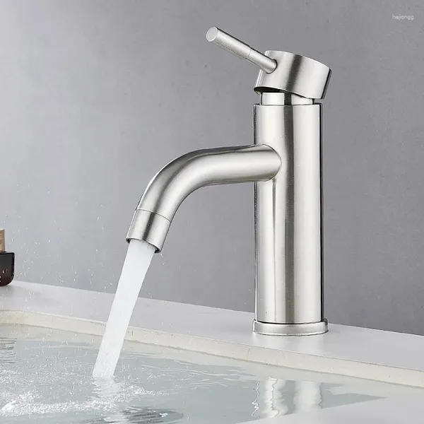 Rubinetti per lavabo da bagno Miscelatore in acciaio inossidabile e acqua fredda per rubinetto lavabo Rubinetto per lavabo Rubinetteria Cucina Vasca da bagno Cascata