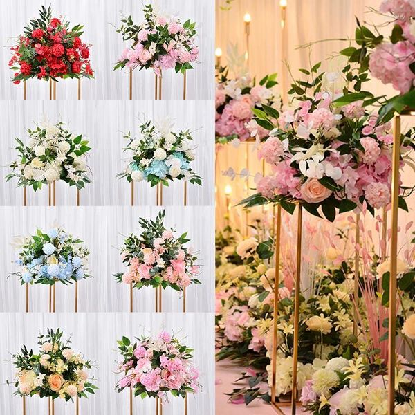 Dekorative Blumen Simulation Rose Blume Pompom Hochzeit Hintergrund Seide Ball Straße Künstliche Blumenstrauß Esstisch Herzstück Dekor