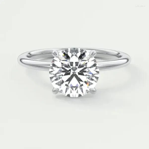 Anéis de cluster 2ct redondo corte brilhante certificado 4 propenso moissanite solitaire anel para mulheres jóias de luxo 14k faixa de ouro branco