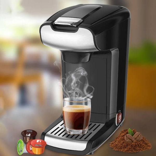 Tools Americano Mini elektrische Kaffeemaschine Espresso Kapsel Cafe Maker Home Office Reisen 600 ml Ein-Tasten-Bedienung Schwarz 750 W