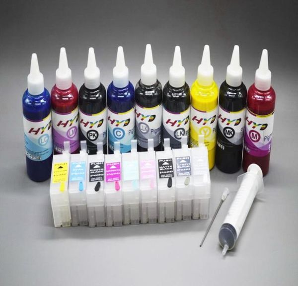 Kits de recarga de tinta P600 para impressora Epson SureColor P600 Recarga de cartucho de tinta com chip de jato de tinta de redefinição automática em massa 100ml recarga ink8743181
