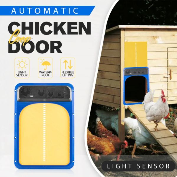 Accessori La più recente porta automatica per pollaio OnePiece Porta per pollame impermeabile e sensibile alla luce Porta per pollame Pollo Anatra Porta per cani