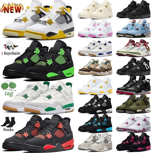 Jumpman 4 Scarpe da basket 4s Scarpe da ginnastica Travis OG Bred Reimagined Rosa Nero Gatto Pino Verde Rosso Tuono Blu Vivid Sulphur Doernbecher Uomo Donna Scarpe da ginnastica atletiche