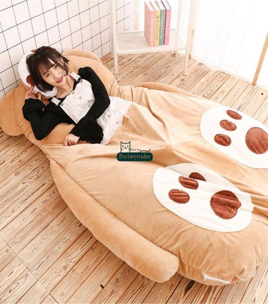 Dorimytrader 180 cm x 120 cm tenero cartone animato orso sorridente peluche beanbag morbido letto tatami sacco a pelo divano materasso tappeto regalo9571446