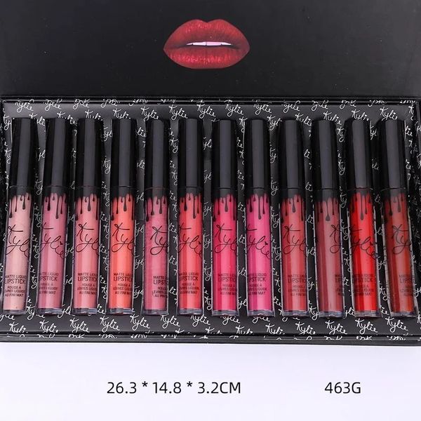 12 pezzi Kylie Matte Lip Gloss Set make up set regalo Rossetto idratante a lunga durata Tinta Coametic Makeup 240220