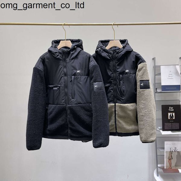 Novo 24ss outono inverno jaquetas para homens com capuz jaqueta de lã bordado de dois lados marca de moda hoodies blusão casaco outerwear jaquetas masculinas