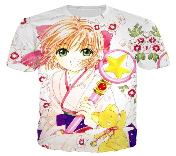 Anime sakura card captor t camisa 3d impressão anime menina manga curta harajuku t camisa das mulheres dos homens streetwear tops1767430