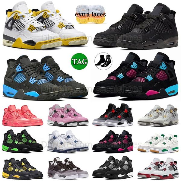 Jumpman 4 tênis de basquete luxo 4s amarelo rosa trovão orquídea vívido enxofre roxo branco cimento reimaginado homens mulheres sneaker medo congelar momento J4 treinadores ao ar livre