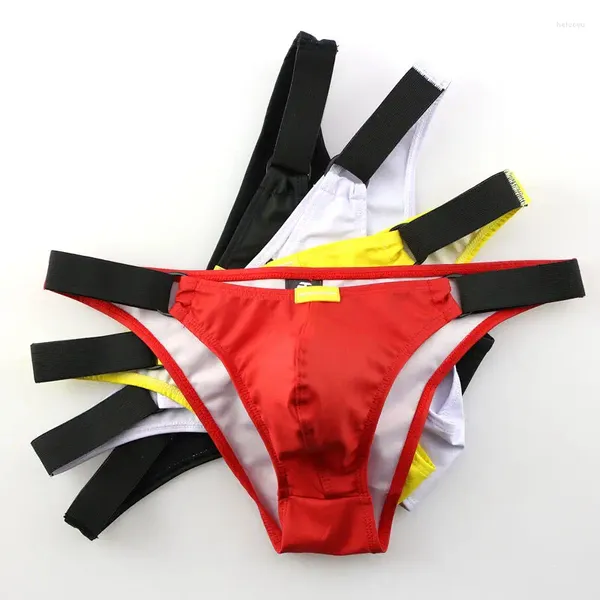 Unterhosen 4 teile/paket Herren PU Leder Unterwäsche Slips Sexy Low-rise Bulge Pouch Männer Dreieck Knickers Großhandel Mode